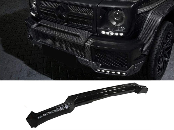 Mercedes-Benz G-Wagon W463 Brabus Carbon Fiber Front Bumper LED Lip Spoiler